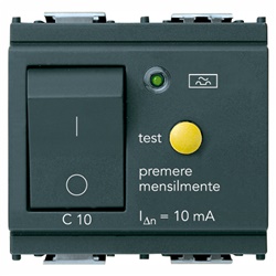 Interruttore magnetotermico differenziale 1P+N C10 10mA 2 moduli grigio per uso domestico e industriale