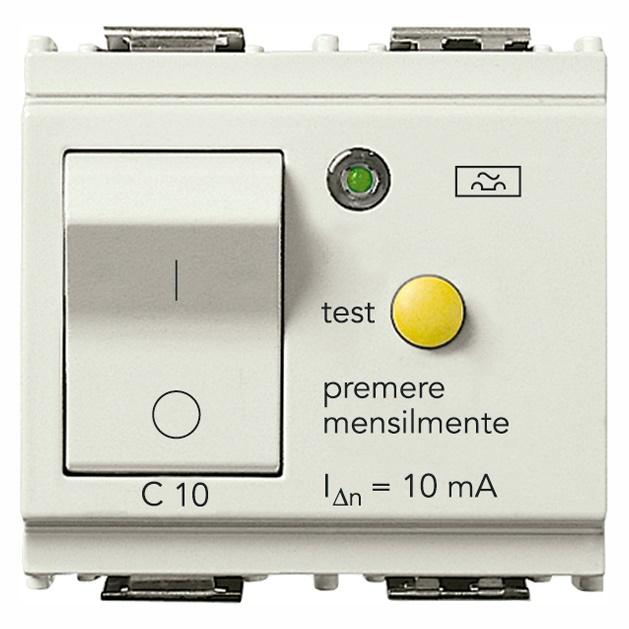 Interruttore magnetotermico differenziale 1P+N C10 10mA 2 moduli bianco uso civile