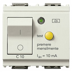 Interruttore magnetotermico differenziale 1P+N C10 10mA 2 moduli bianco uso civile