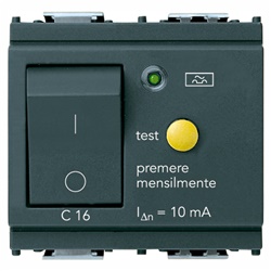 Interruttore magnetotermico differenziale 1P+N C16 10mA 2 moduli grigio uso civile