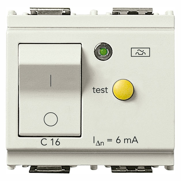 Interruttore magnetotermico differenziale 1P+N C16 6mA 2 moduli bianco uso civile