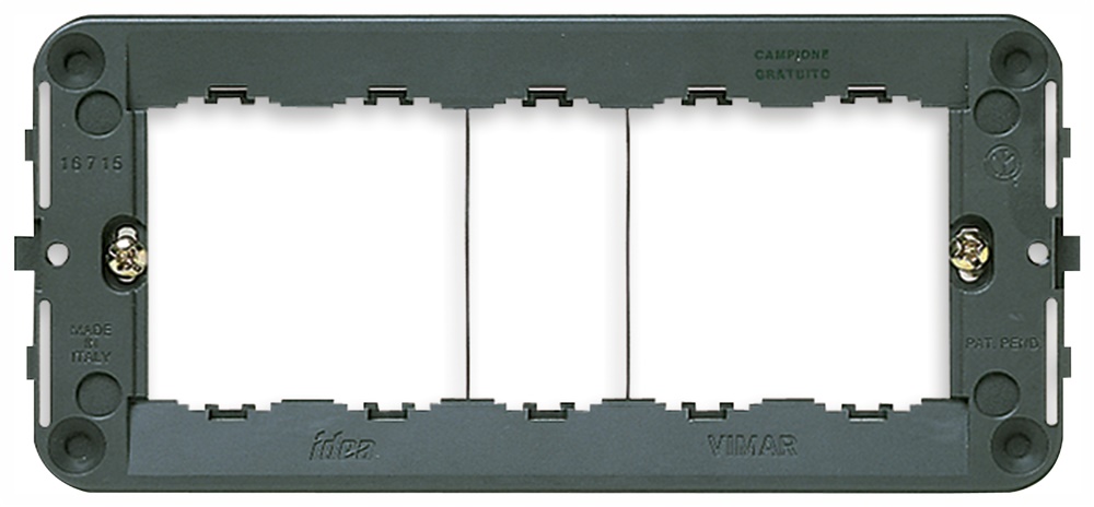 Supporto 5 moduli con viti per scatole elettriche grigio tecnico