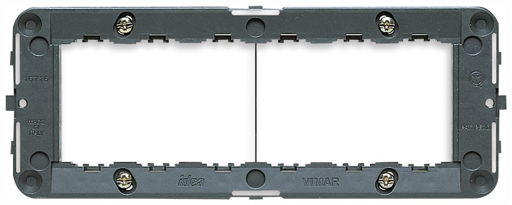 Supporto 6 moduli con viti per scatole 6/7 moduli grigio installazione elettrica