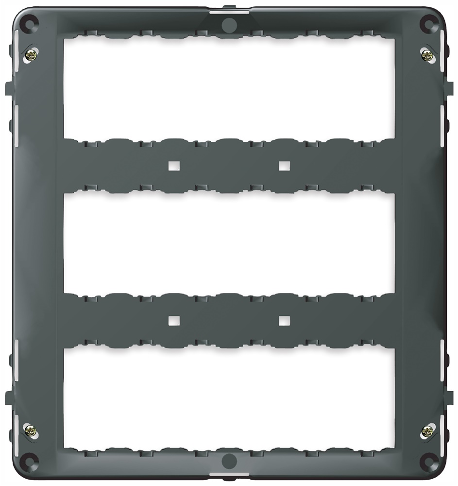 Supporto 18 moduli con viti per scatola incasso o parete grigio