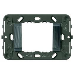 Supporto 2 moduli rigato grigio per scatole 3 moduli interasse 60 mm e 56x56 mm