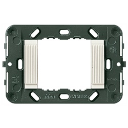 Supporto 2 moduli rigato bianco per scatole 3 moduli interasse 60 mm