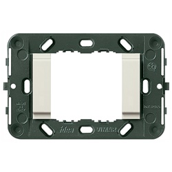 Supporto 2 moduli liscio bianco per scatole 3 moduli interasse 60 mm