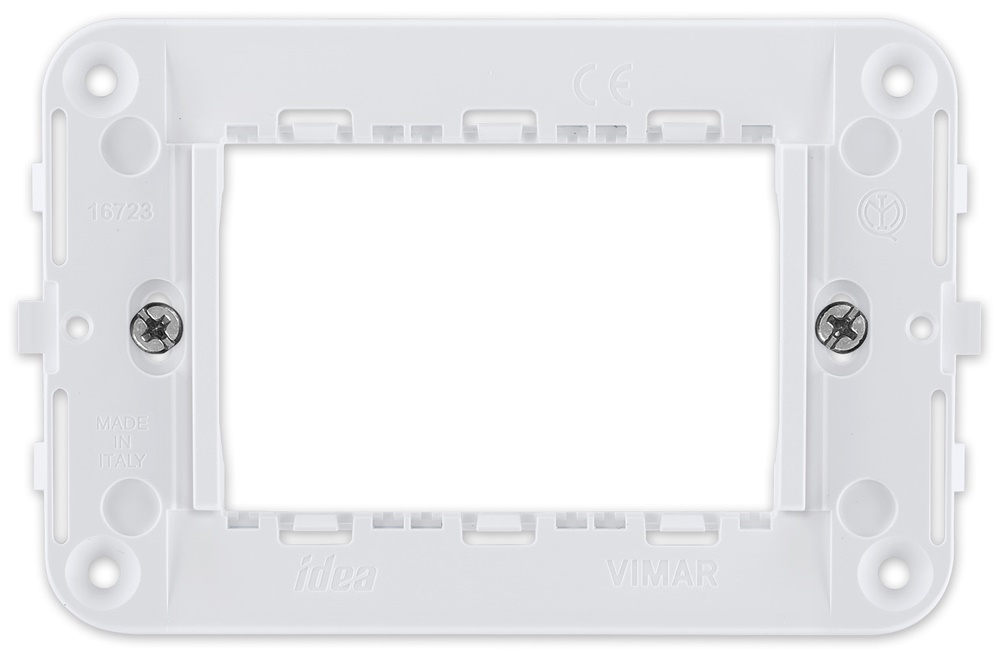 Supporto 3 moduli Arké Idea con viti per scatole 3 moduli colore bianco