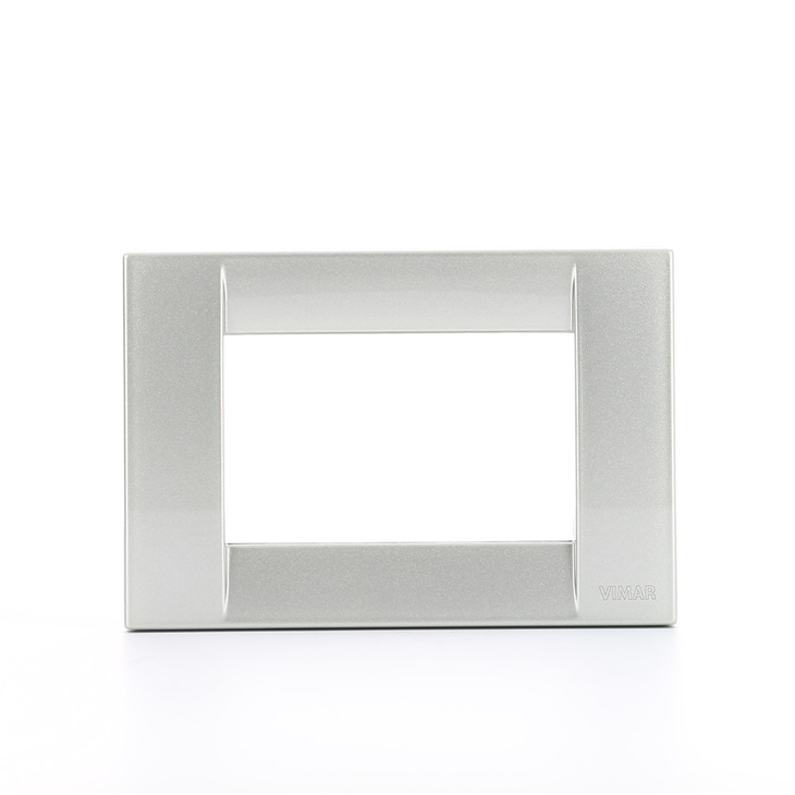 Placca Classica 3 moduli argento metallizzato Idea 