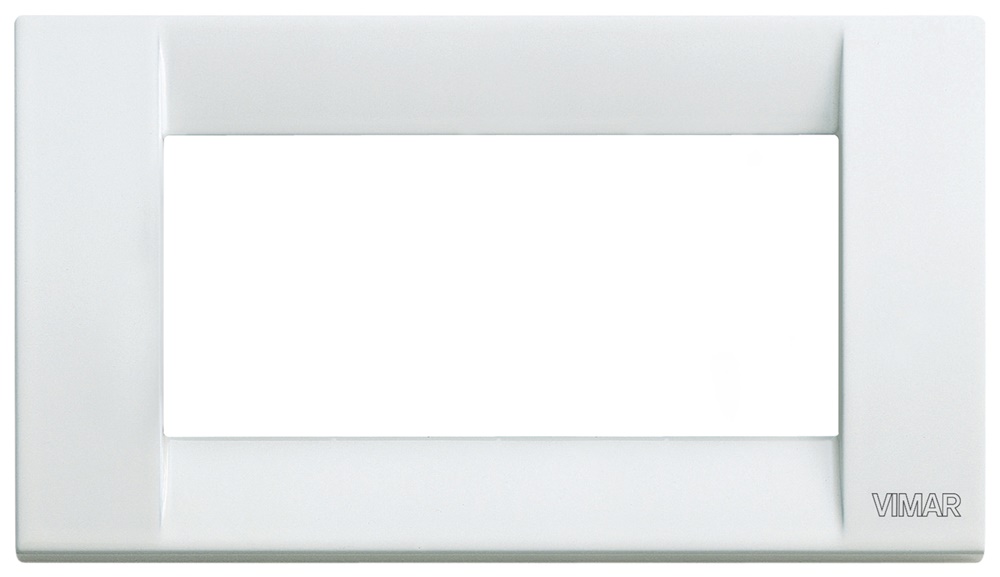 Placca classica 4 moduli metallo pressofuso bianco per installazioni elettriche