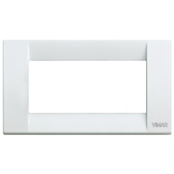 Placca classica 4 moduli metallo pressofuso bianco per installazioni elettriche