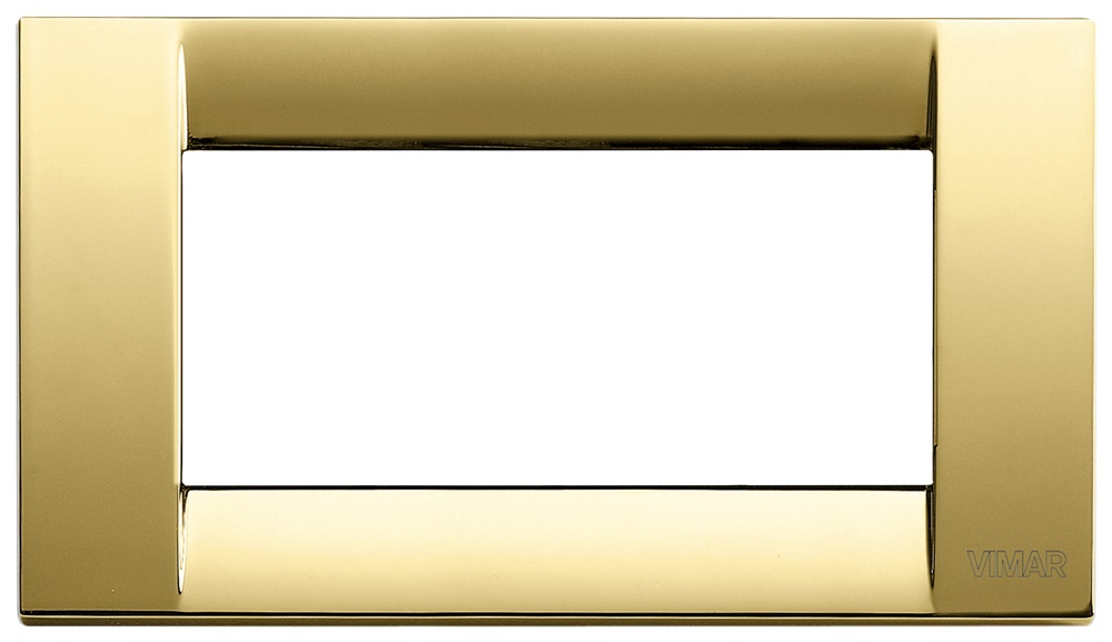 Placca classica 4 moduli metallo pressofuso oro lucido per installazioni elettriche