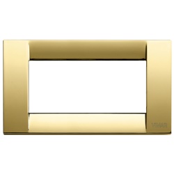 Placca classica 4 moduli metallo pressofuso oro lucido per installazioni elettriche