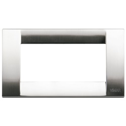Placca Classica 4 Moduli Metallo Nichel Spazzolato per Impianti Elettrici