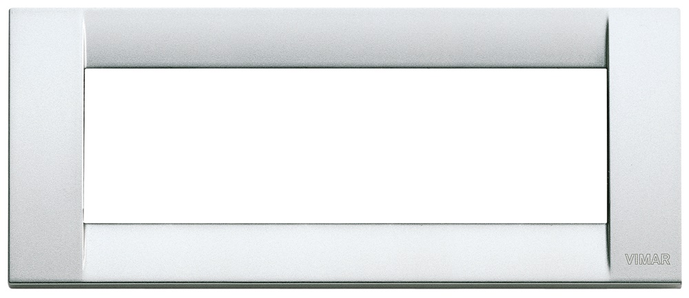 Placca classica 6 moduli metallo pressofuso argento metallizzato per impianti elettrici