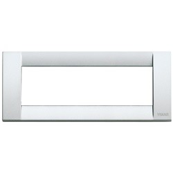 Placca classica 6 moduli metallo pressofuso argento metallizzato per impianti elettrici