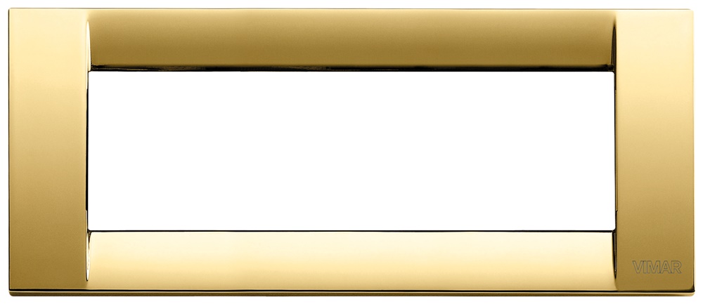 Placca classica 6 moduli metallo pressofuso finitura oro lucido per impianti elettrici