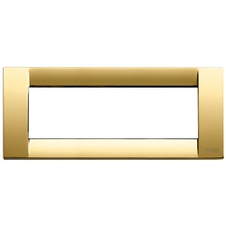 Placca classica 6 moduli metallo pressofuso finitura oro lucido per impianti elettrici