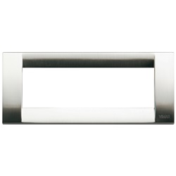 Placca classica 6 moduli metallo nichel spazzolato per installazioni elettriche