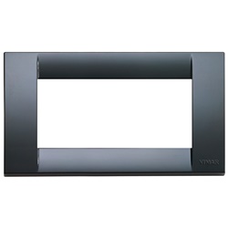 Placca Classica 4 moduli tecnopolimero grigio grafite per impianti elettrici