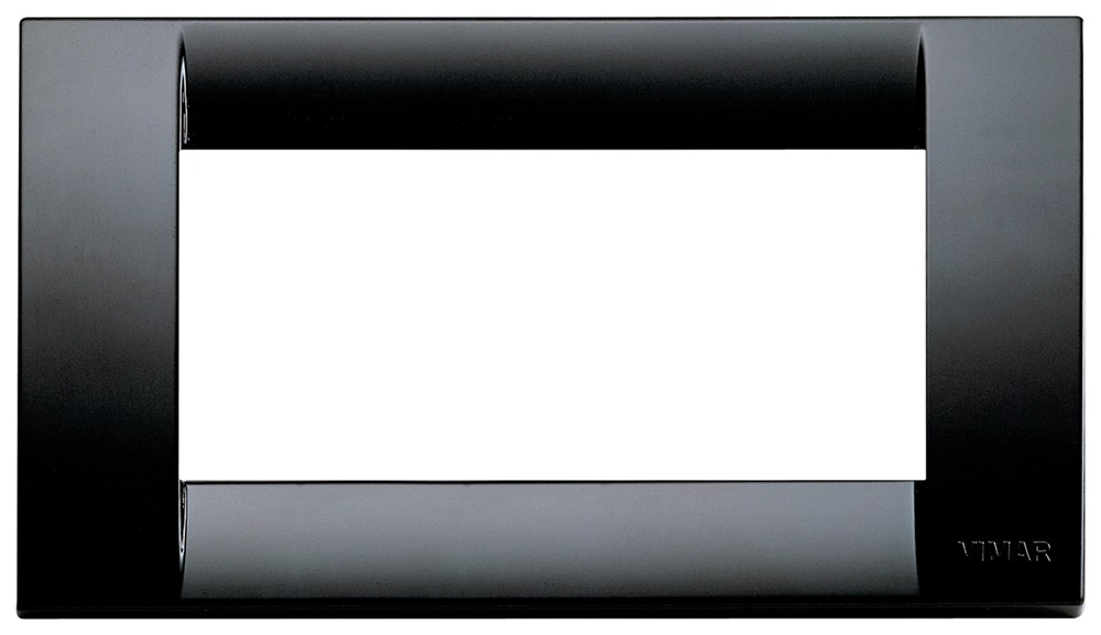 Placca Classica 4 moduli tecnopolimero nero per installazioni elettriche