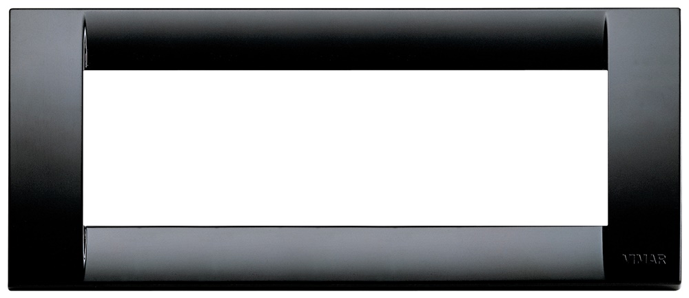 Placca Classica 6 Moduli Tecnopolimero Nero per Impianti Elettrici
