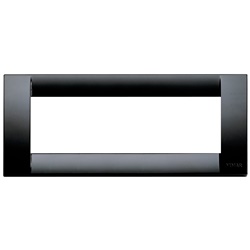 Placca Classica 6 Moduli Tecnopolimero Nero per Impianti Elettrici