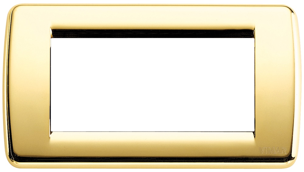 Placca Rondò 4 moduli metallo pressofuso oro lucido design elegante per interni