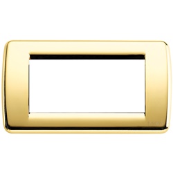 Placca Rondò 4 moduli metallo pressofuso oro lucido design elegante per interni