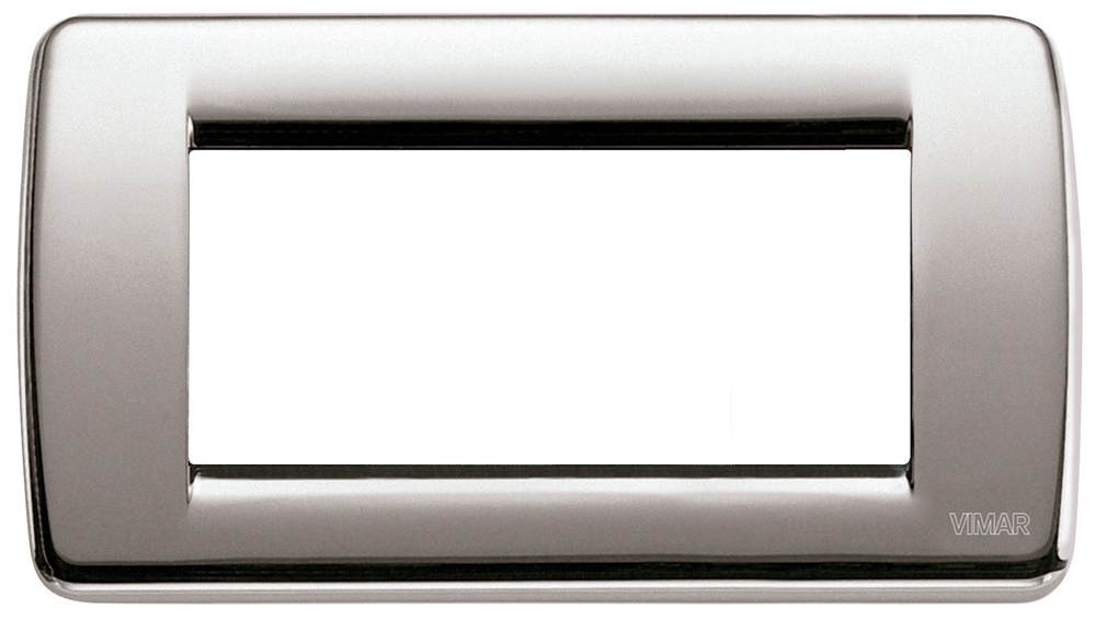Placca Rondò 4 moduli metallo pressofuso nichel spazzolato per installazioni elettriche