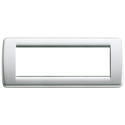 Placca Rondò 6 moduli metallo pressofuso argento metallizzato per installazioni elettriche