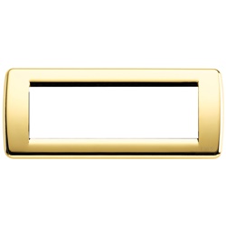 Placca Rondò 6 moduli metallo pressofuso oro lucido per installazioni elettriche