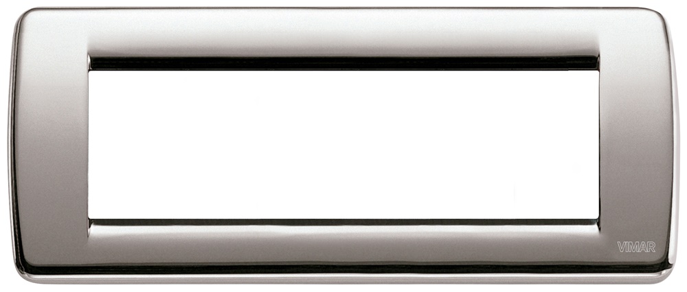 Placca Rondò 6 moduli metallo nichel spazzolato finitura resistente per installazioni elettriche
