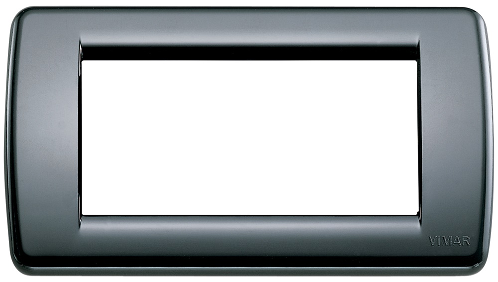 Placca Rondò 4 moduli tecnopolimero nero per installazioni elettriche