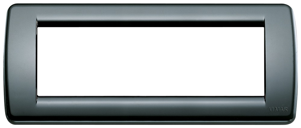 Placca Rondò 6 moduli tecnopolimero nero per installazioni elettriche