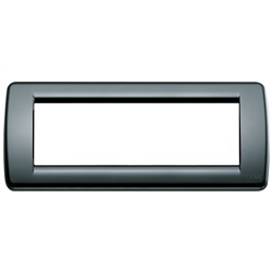 Placca Rondò 6 moduli tecnopolimero nero per installazioni elettriche