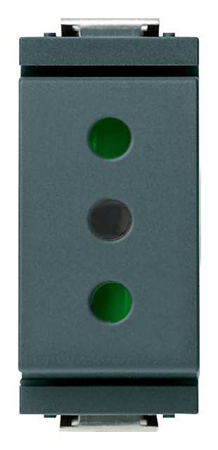 Presa elettrica 2P+T 10A P11 grigio standard italiano modulo ridotto
