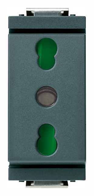 Presa industriale 2P+T 16A 250V tipo P17/11 grigio modulo ridotto