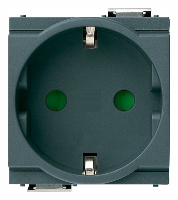 Presa SICURY 2P+T 16A 250V standard tedesco grigio 2 moduli ridotti
