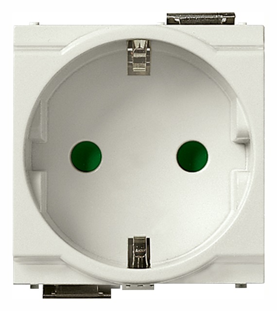 Presa SICURY 2P+T 16A 250V standard tedesco bianco 2 moduli ridotti