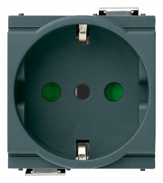 Presa elettrica 2P+T 16A P30 250V standard italiano grigio 2 moduli ridotti