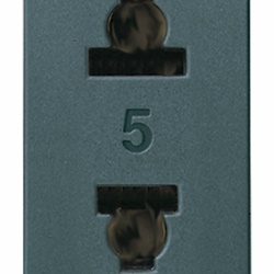 Presa 2P 15A 250V standard euroamericano polarizzato grigio modulo ridotto
