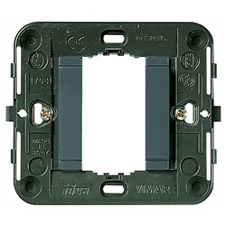 Supporto liscio 1 modulo con griffe grigio per scatole incasso rotonde ø 60 mm