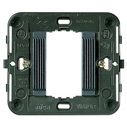 Supporto rigato 1 modulo con griffe grigio per scatole incasso rotonde ø60 mm e parete