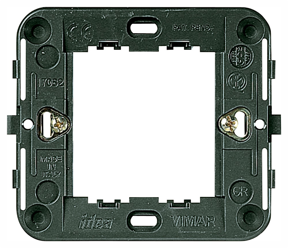 Supporto 2 moduli ridotti con griffe per scatole incasso rotonde ø60 mm grigio