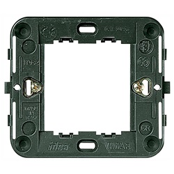 Supporto 2 moduli ridotti con griffe per scatole incasso rotonde ø60 mm grigio