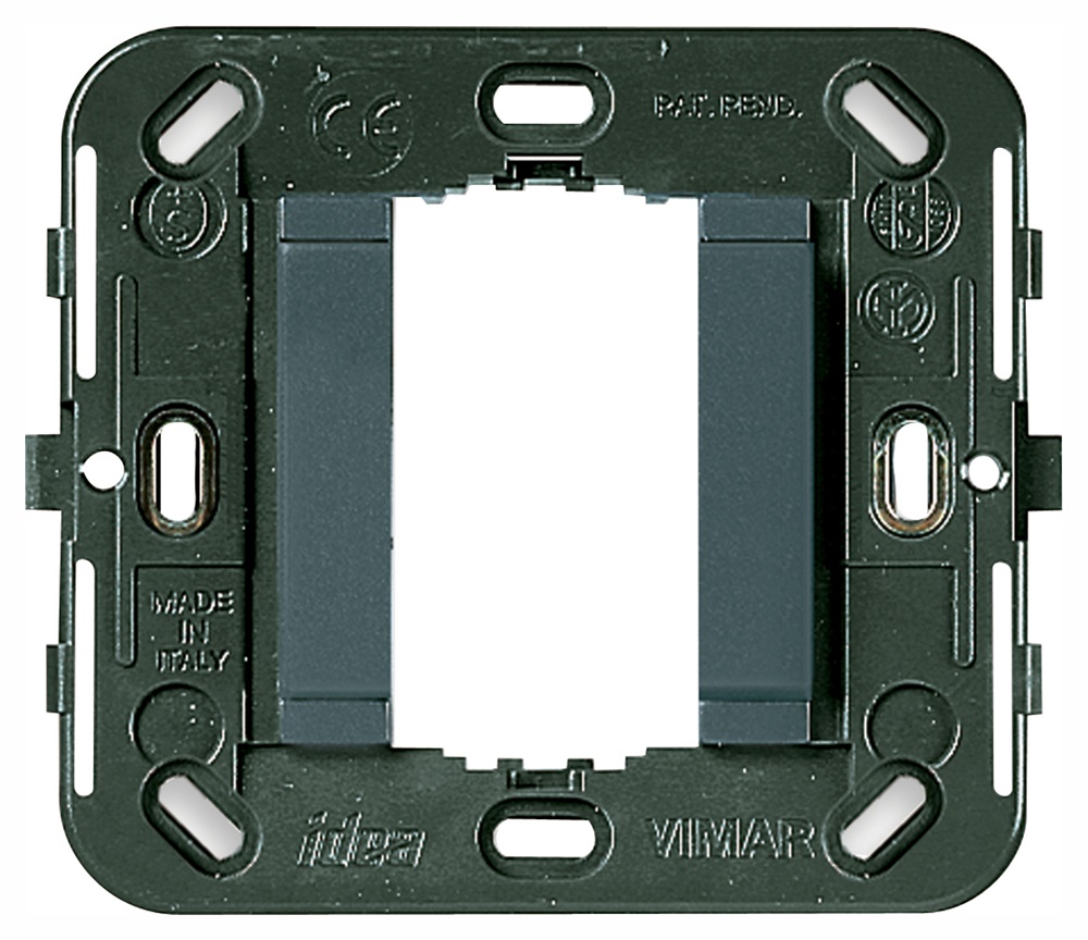 Supporto liscio 1 modulo senza viti per scatole incasso rotonde 60 mm e quadrate 56x56 mm grigio