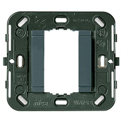 Supporto liscio 1 modulo senza viti per scatole incasso rotonde 60 mm e quadrate 56x56 mm grigio