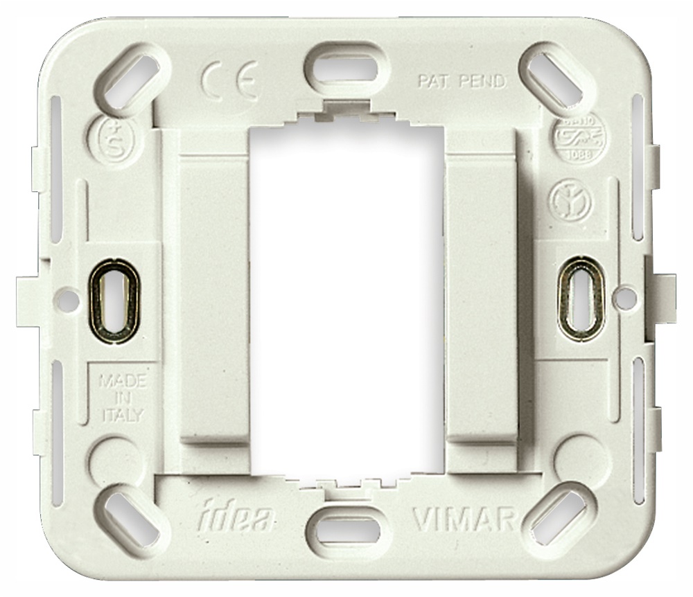 Supporto liscio 1 modulo senza viti per scatole incasso rotonde o quadrate 60 mm 56x56 mm bianco