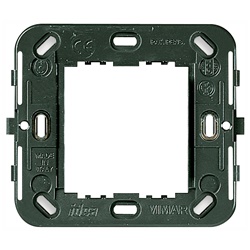 Supporto 2 moduli ridotti senza viti per scatole incasso rotonde 60 mm e quadrate 56x56 mm grigio